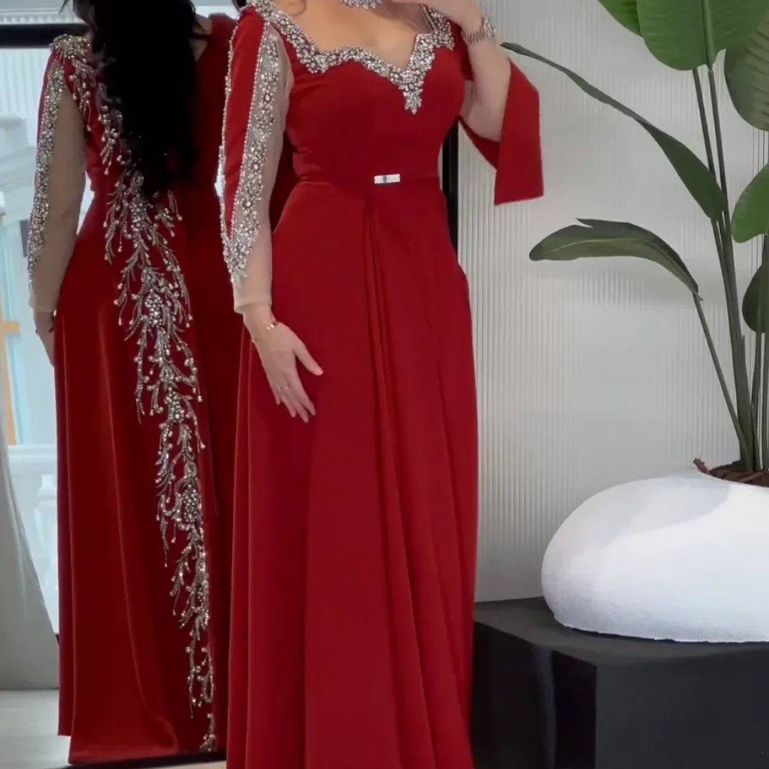 Red Mermaid Prom Dresses Long for Women 2025 Beading Crystal A Line V Neck Formal Evening Gowns Customized
Red Mermaid Prom Dresses Long for Women 2025 Beading Crystal A Line V Neck Formal Evening Gowns Customized