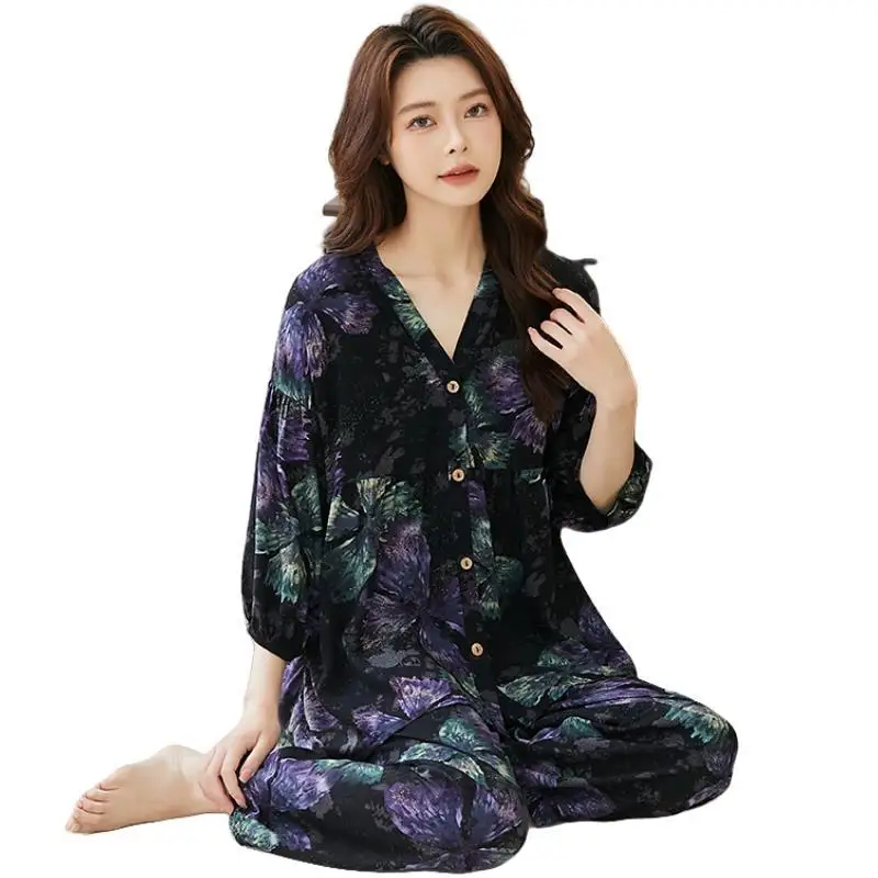 Comfortable Breathable Large-size Korean Version Two-piece Set Cotton and Silk Air-conditioning Clothes Women's Loungewear Set
Comfortable Breathable Large-size Korean Version Two-piece Set Cotton and Silk Air-conditioning Clothes Women's Loungewear Set