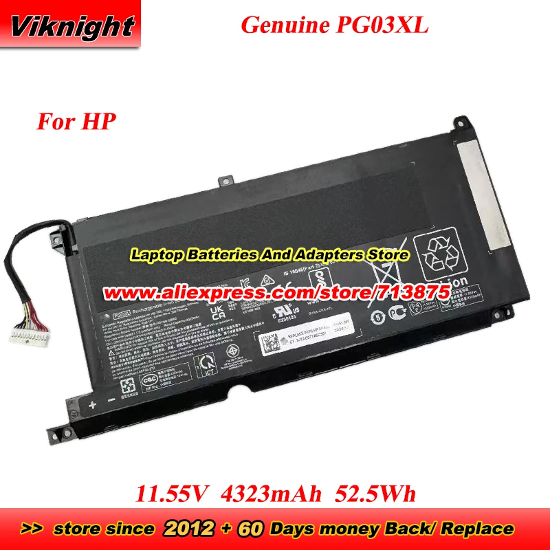 Genuine PG03XL 52.5Wh 65WH Battery HSTNN-DB9G L48495-005 HSTNN-LB7C for HP Pavilion Gaming 15-DK 15-EC 16-A0 Spectre x360 15-ap
Genuine PG03XL 52.5Wh 65WH Battery HSTNN-DB9G L48495-005 HSTNN-LB7C for HP Pavilion Gaming 15-DK 15-EC 16-A0 Spectre x360 15-ap