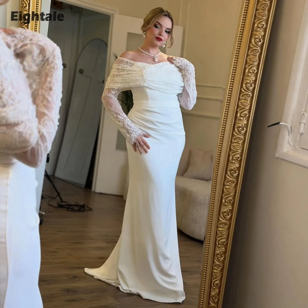 Eightale Arabic Wedding Dress Customized Ivory Bridal Gown Lace Long Sleeves off the Shoulder Mermaid Muslim Bride Party Dress
Eightale Arabic Wedding Dress Customized Ivory Bridal Gown Lace Long Sleeves off the Shoulder Mermaid Muslim Bride Party Dress