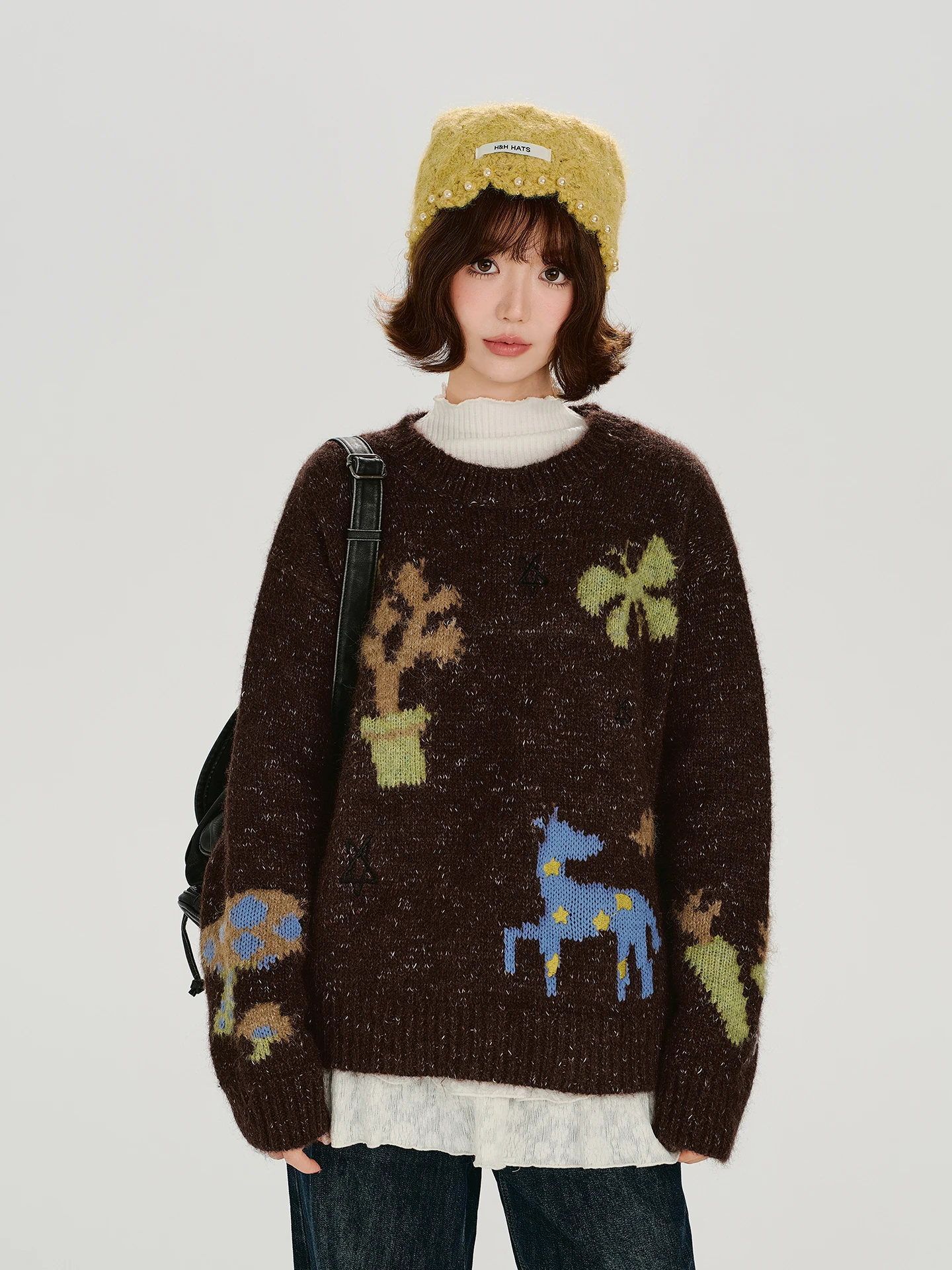 Girly American Retro Fun Knit Sweater Women's Autumn Winter New Loose Knitted Top round Ne Overhead Floral Embroidery
Girly American Retro Fun Knit Sweater Women's Autumn Winter New Loose Knitted Top round Ne Overhead Floral Embroidery