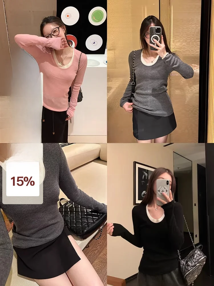 EKOOL Women's Slim Fit Knitwear 00 Wool Base Layer irt Color Blo U-Ne Faionable Autumn Top Korean Sle Long Sve
EKOOL Women's Slim Fit Knitwear 00 Wool Base Layer irt Color Blo U-Ne Faionable Autumn Top Korean Sle Long Sve