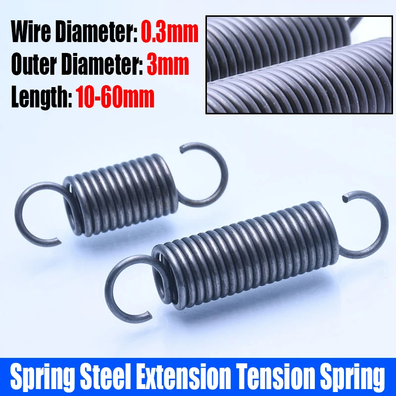 10PCS 0.3mm Wire Diameter Spring Steel S Hook Extension Tension Spring Coil Spring Hook Spring L=10-60mm Outer Diameter 3mm
10PCS 0.3mm Wire Diameter Spring Steel S Hook Extension Tension Spring Coil Spring Hook Spring L=10-60mm Outer Diameter 3mm
