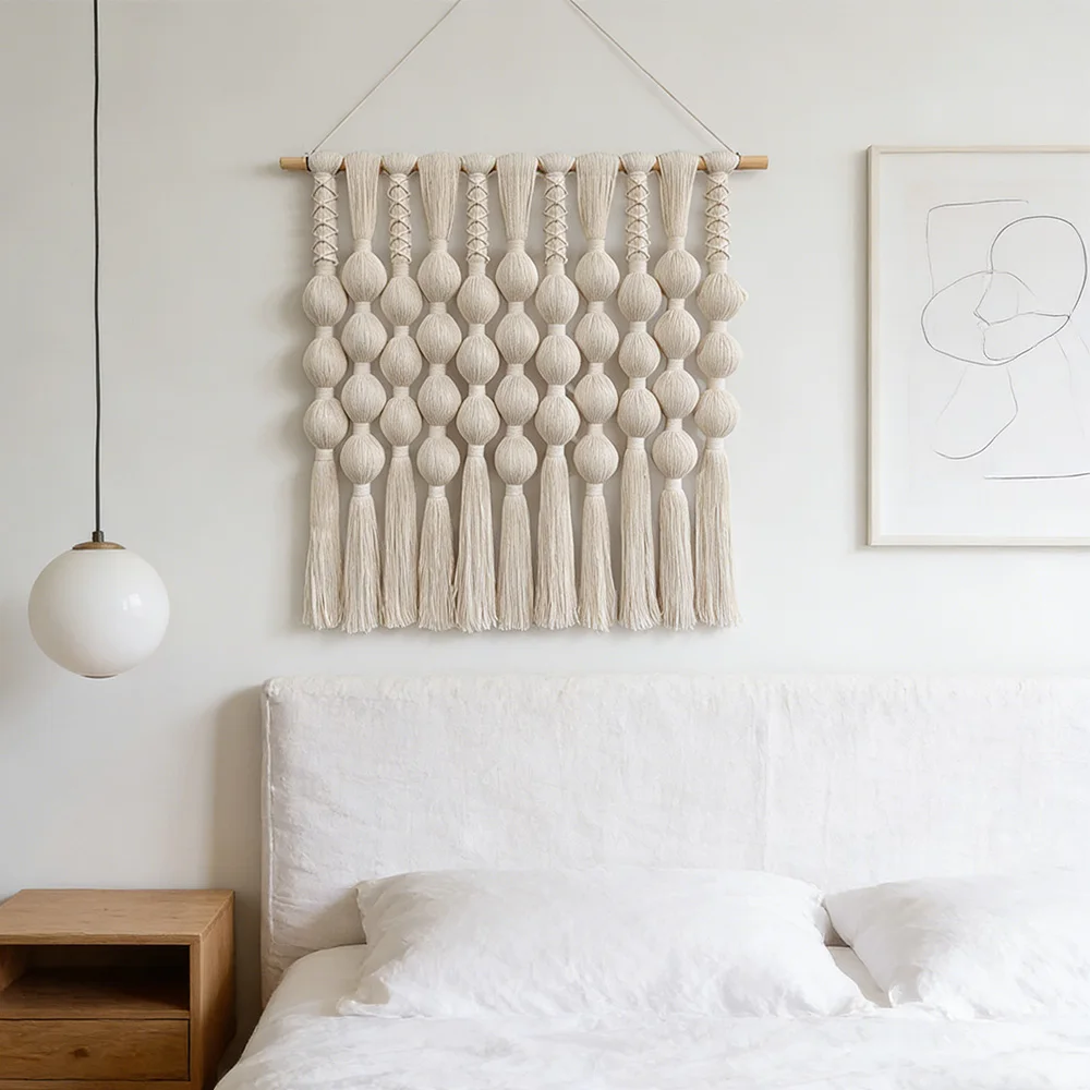 Scandinavian Minimalist Woven Decor Ivory Braided Ball Macrame Wall Hanging for Cozy Bedrooms
Scandinavian Minimalist Woven Decor Ivory Braided Ball Macrame Wall Hanging for Cozy Bedrooms