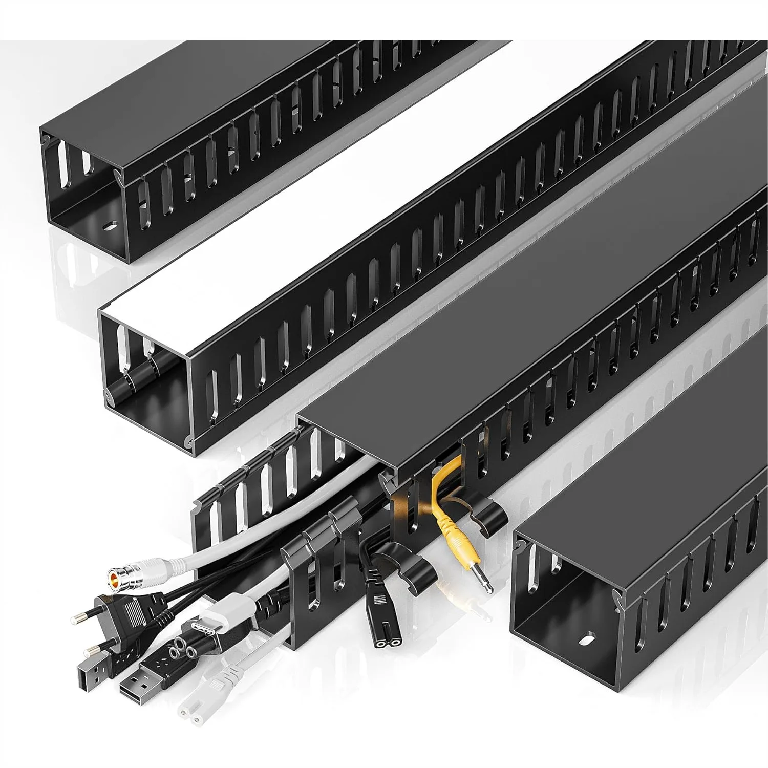 Large Cable Raceway 62.8In Under Desk Wire Management Tray Cord Organizer for Server Rack Gaming Desk Black
Large Cable Raceway 62.8In Under Desk Wire Management Tray Cord Organizer for Server Rack Gaming Desk Black