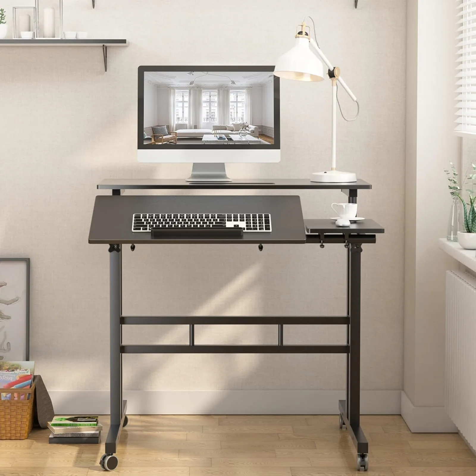 Height Adjustable Sit Stand Workstation Mobile Standing Desk Home Oice Desk with Standing and Seating,Black BHUS-101-2BK
Height Adjustable Sit Stand Workstation Mobile Standing Desk Home Oice Desk with Standing and Seating,Black BHUS-101-2BK