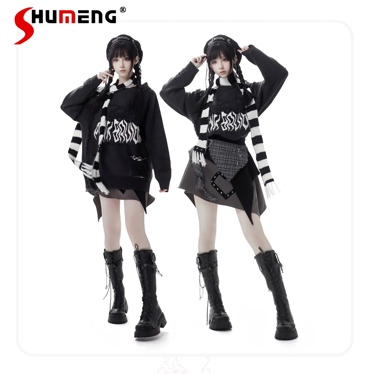 Japanese Subculture Harajuku Punk Style Round Neck Zipper Long Sleeve Loose Casual Gray Knitted Sweaters Jumpers Women Autumn
Japanese Subculture Harajuku Punk Style Round Neck Zipper Long Sleeve Loose Casual Gray Knitted Sweaters Jumpers Women Autumn