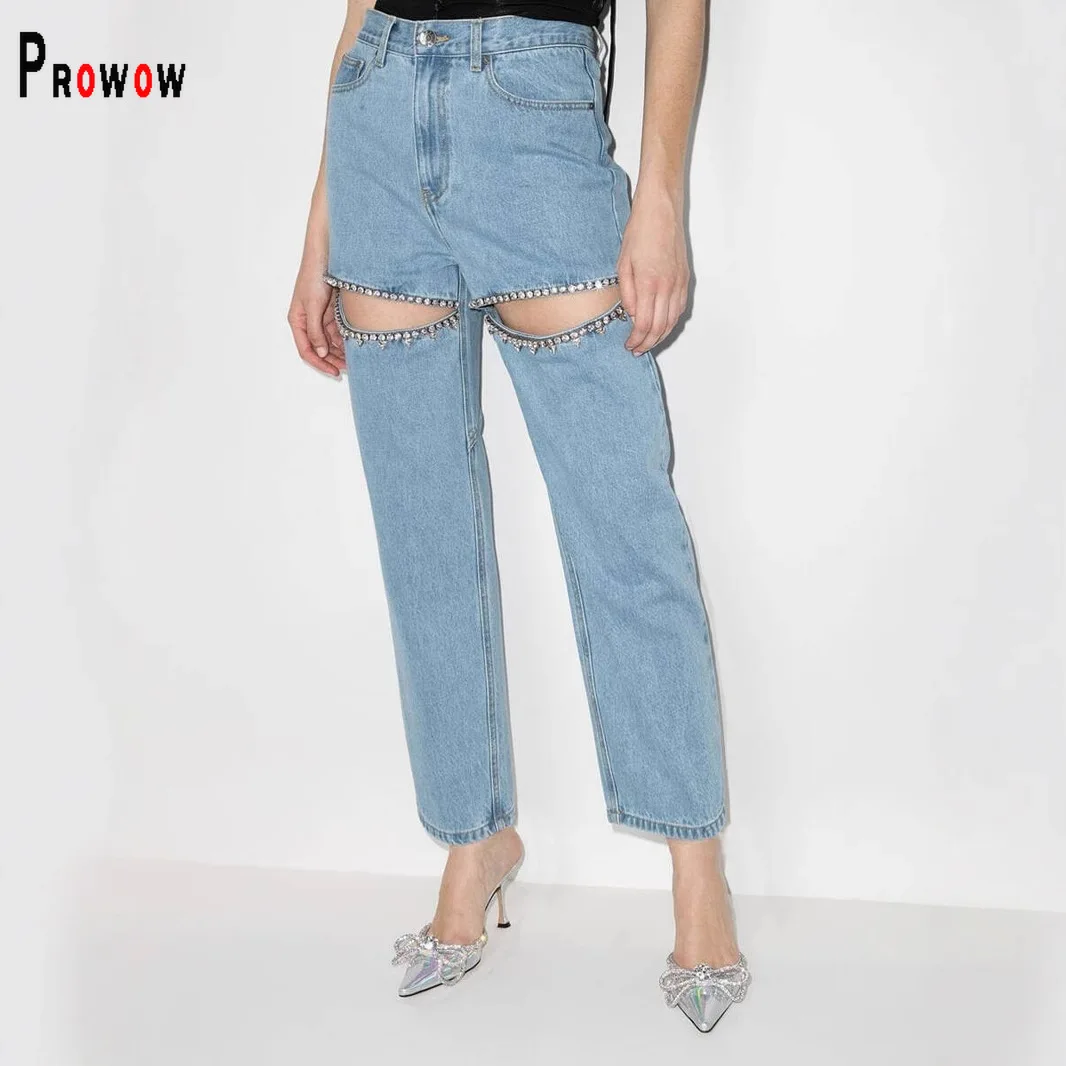 Prowow Fashion Women's Jeans Zipper Diamond Hole Straight Slim Fit Female Denim Pant 2025 New Summer Lady Bottoms Blue Pants
Prowow Fashion Women's Jeans Zipper Diamond Hole Straight Slim Fit Female Denim Pant 2025 New Summer Lady Bottoms Blue Pants