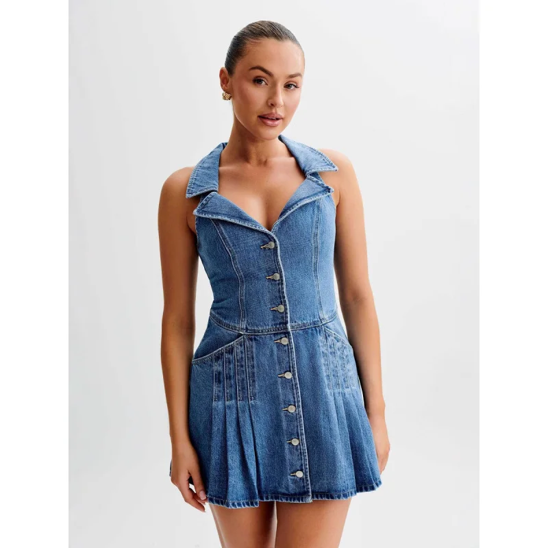2026 Sexy Sleeveless Hanging Neck Dress with Collar High Waist Denim Skirt for Women Trendy Hot Girl's Fashion Wear
2026 Sexy Sleeveless Hanging Neck Dress with Collar High Waist Denim Skirt for Women Trendy Hot Girl's Fashion Wear