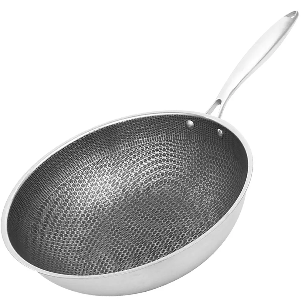 Stainless Steel Wok 34cm Single Handle Honeycomb Non Stick Fry Pan Kitchen Cookware Gas Stove Compatible Easy Clean
Stainless Steel Wok 34cm Single Handle Honeycomb Non Stick Fry Pan Kitchen Cookware Gas Stove Compatible Easy Clean