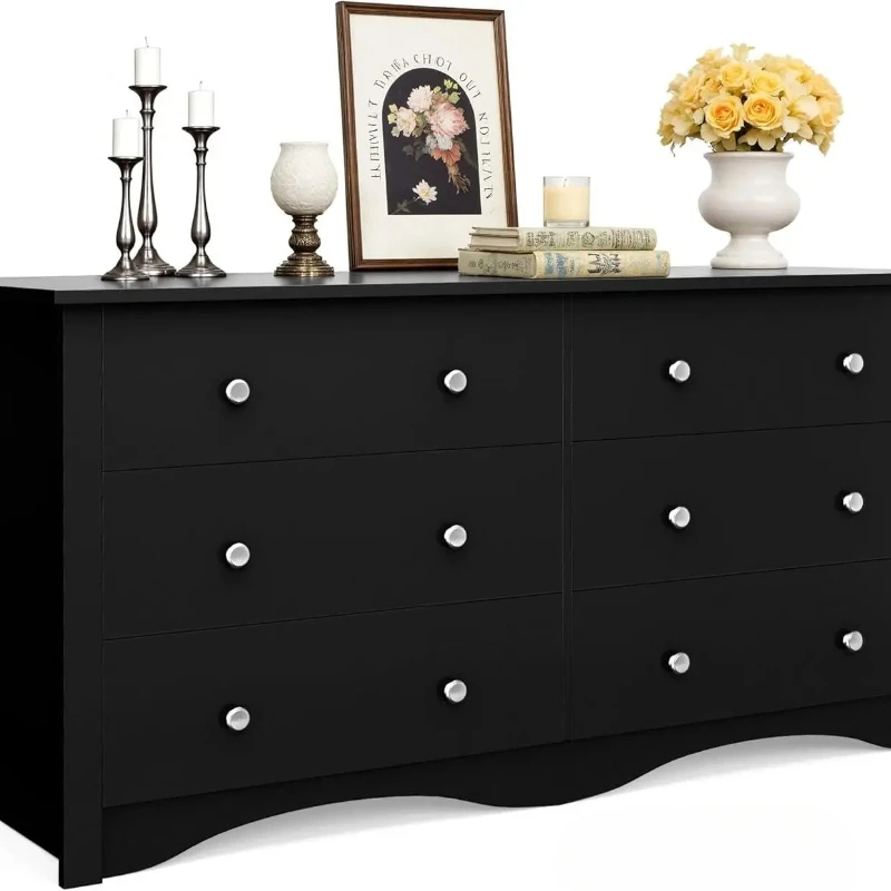 Dresser for Bedroom, 6 Wood Dresser Drawers, Wide Chest of Drawers, Storage Tower Unit, Modern Design for Bedroom(Black)
Dresser for Bedroom, 6 Wood Dresser Drawers, Wide Chest of Drawers, Storage Tower Unit, Modern Design for Bedroom(Black)
