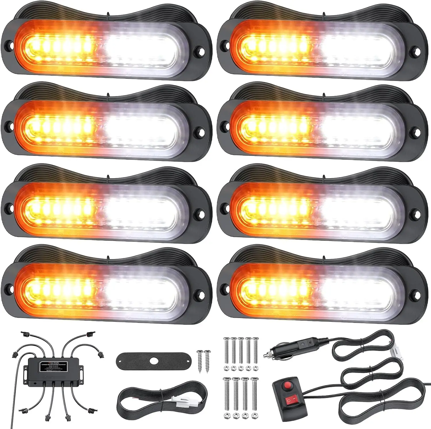 8PCS LED Emergency Strobe Lights Ultra Slim Amber/White Grille Surface Mount Flashing Hazard Light Bar w/Controller for Trucks
8PCS LED Emergency Strobe Lights Ultra Slim Amber/White Grille Surface Mount Flashing Hazard Light Bar w/Controller for Trucks