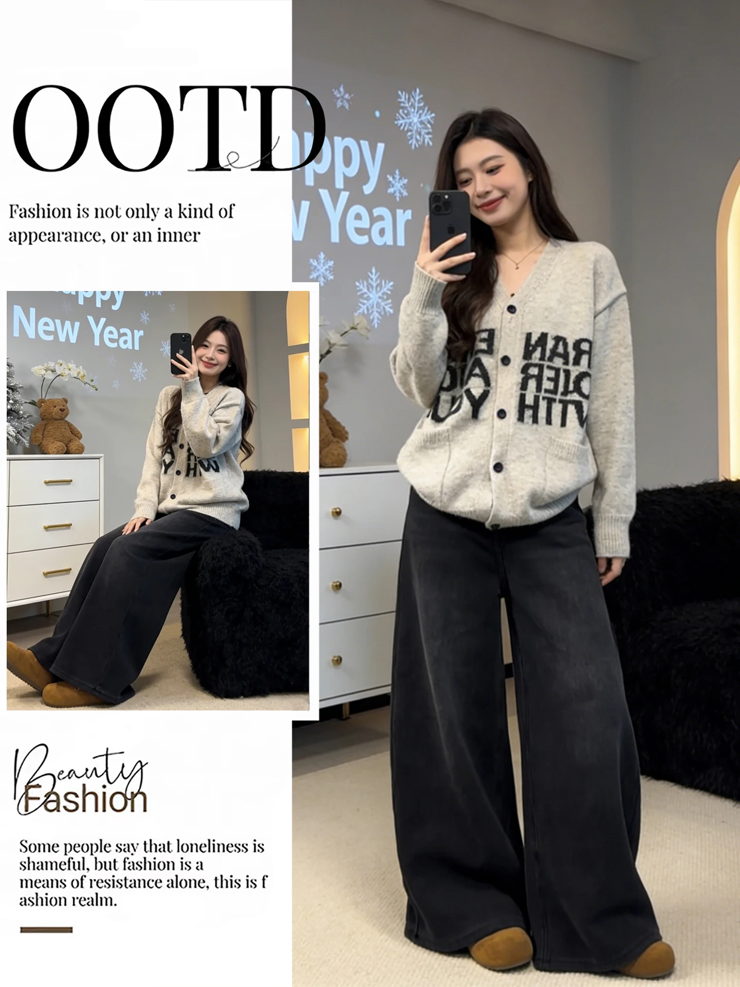 2026 Spring Faion Knitted Cardigan And Wide Leg Jeans Set American Lazy Letter Embroidery High Waist Universal Fit Women's ...
2026 Spring Faion Knitted Cardigan And Wide Leg Jeans Set American Lazy Letter Embroidery High Waist Universal Fit Women's ...