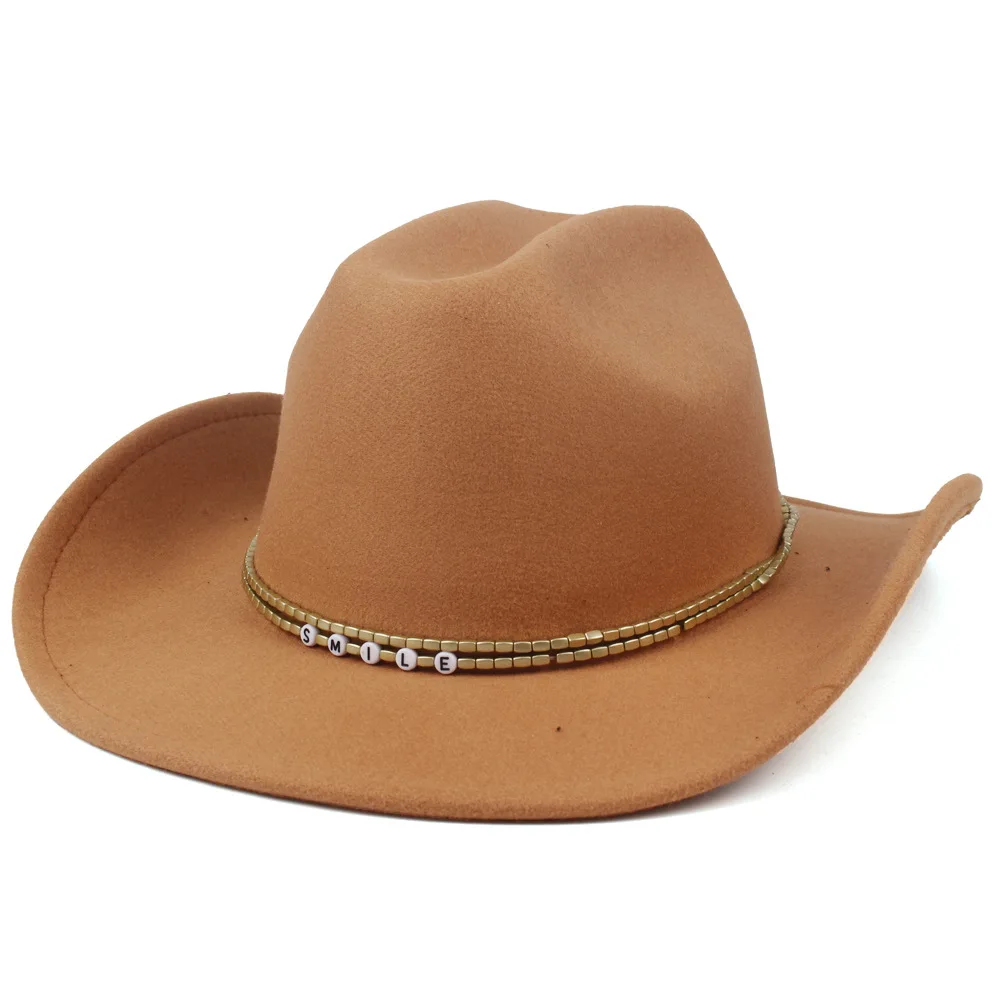 Letter Bead Decorated Felt-look Hat, Autumn And Winter Polyester Wool Hat, European And American Style Curved Brim Cowboy Hat
Letter Bead Decorated Felt-look Hat, Autumn And Winter Polyester Wool Hat, European And American Style Curved Brim Cowboy Hat