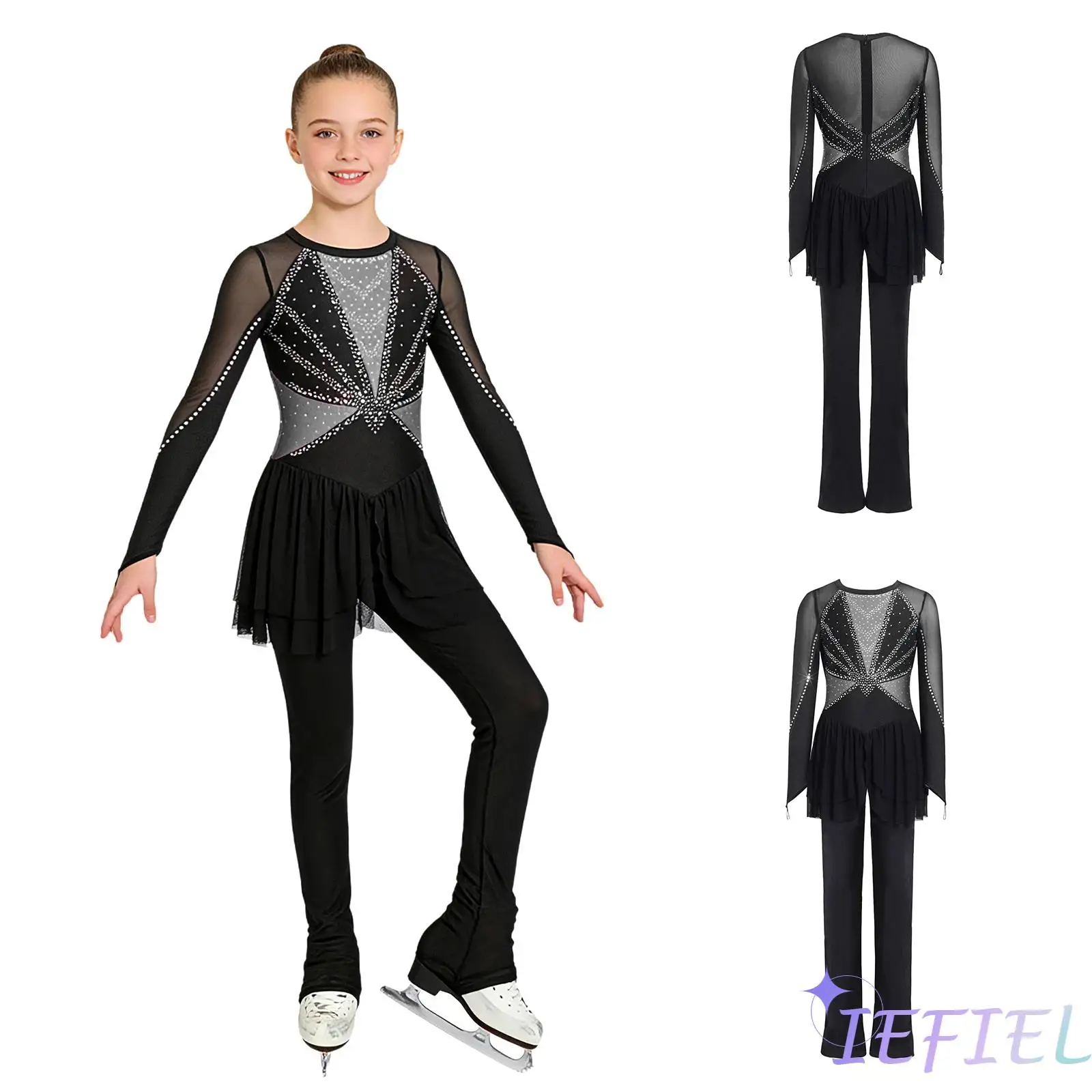 Kids Girls Figure Skating Competition Jumpsuit Mesh Long Sleeves Finger Holes Back Zipper Sparkling Rhinestone Latin Bodysuit
Kids Girls Figure Skating Competition Jumpsuit Mesh Long Sleeves Finger Holes Back Zipper Sparkling Rhinestone Latin Bodysuit
