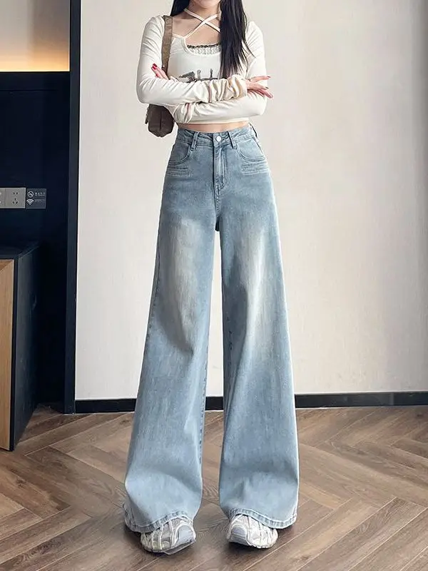 High Waist Wide Leg Denim Jeans Women's Summer New Design Slimming Straight Floor-Length Trousers Trendy Elastic Cotton Blend
High Waist Wide Leg Denim Jeans Women's Summer New Design Slimming Straight Floor-Length Trousers Trendy Elastic Cotton Blend
