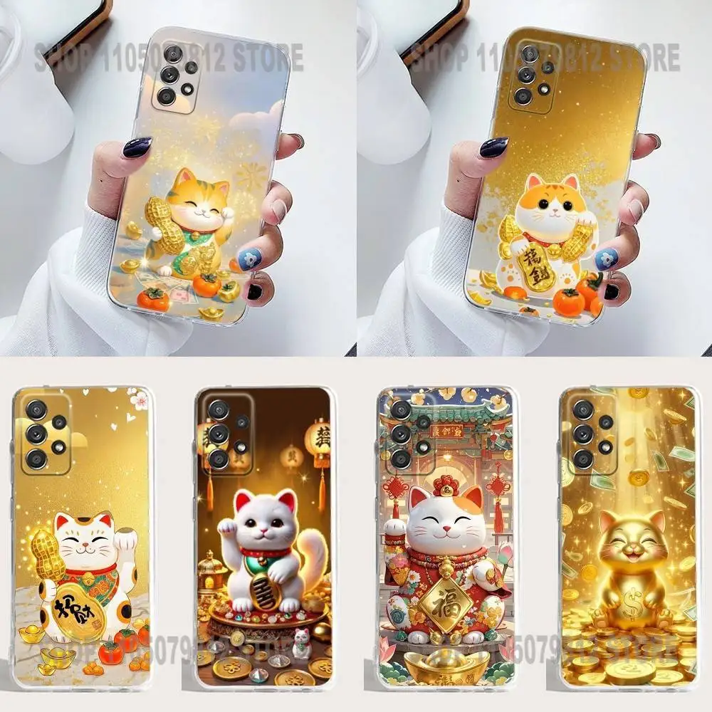 Cute Lucky Maneki Neko Cat Phone Case Silicone For Samsung S30,23,21,22,20 FE lite,S10,9,PIus Note20ultra Soft Transparent 
Cute Lucky Maneki Neko Cat Phone Case Silicone For Samsung S30,23,21,22,20 FE lite,S10,9,PIus Note20ultra Soft Transparent