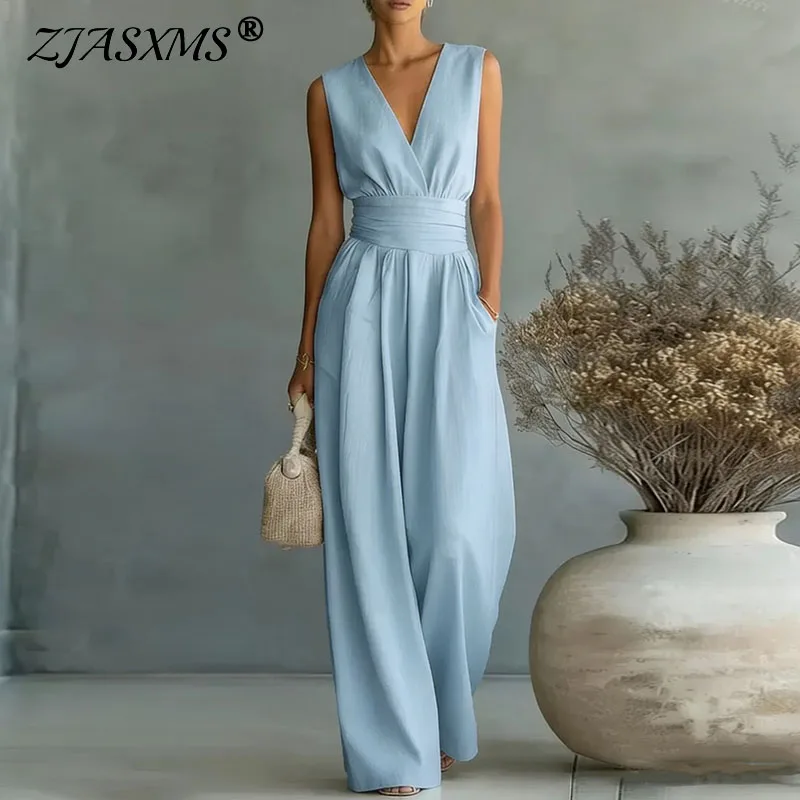 Elegant V Neck High Waist Women's Overalls Spring Retro Solid Pocket Playsuit Rompers Bohemian Vacation Female Jumpsuit Harajuku
Elegant V Neck High Waist Women's Overalls Spring Retro Solid Pocket Playsuit Rompers Bohemian Vacation Female Jumpsuit Harajuku