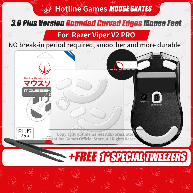 2 Sets Hotline Games 3.0 Plus Rounded Curved Edges Mouse Feet Skates for Razer Viper V2 Pro Mouse Feet Pad Replacement
2 Sets Hotline Games 3.0 Plus Rounded Curved Edges Mouse Feet Skates for Razer Viper V2 Pro Mouse Feet Pad Replacement