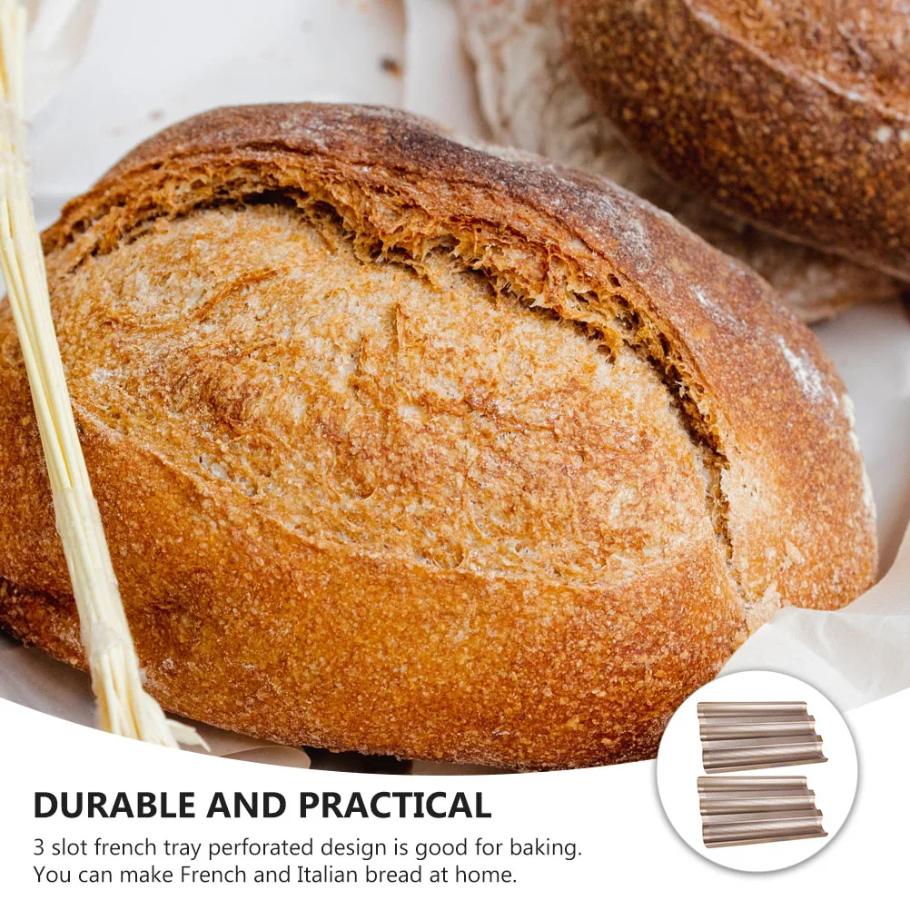 2pcs Bread Baking Rack Tray 3 Slot Perforated Nonstick Mold Pan For French Italian Loaf Baking Tool Bakeware Cake Molds Form
2pcs Bread Baking Rack Tray 3 Slot Perforated Nonstick Mold Pan For French Italian Loaf Baking Tool Bakeware Cake Molds Form