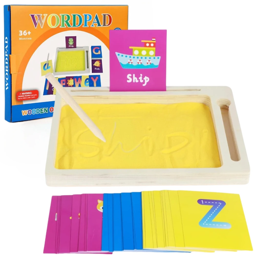 Montessori Sand Tray Toys for Kids, Wooden Sand Writing Trays with Wooden Pen Sand and Cards for Writing Letters and Number
Montessori Sand Tray Toys for Kids, Wooden Sand Writing Trays with Wooden Pen Sand and Cards for Writing Letters and Number