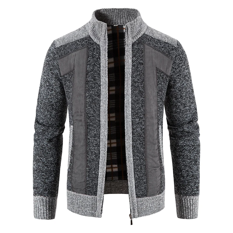 Autumn Winter Men Jacket Coat Knitting Outewear Patchwork Stand Collar Long Sleeves Warm Zipper Casual Jackets Mens Clothing
Autumn Winter Men Jacket Coat Knitting Outewear Patchwork Stand Collar Long Sleeves Warm Zipper Casual Jackets Mens Clothing