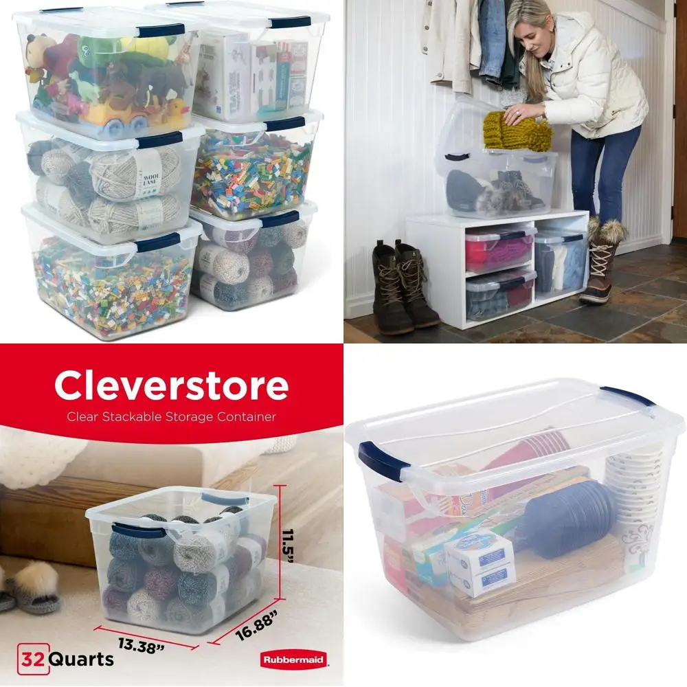 Набор из 6 штабелируемых пластиковых контейнеров для хранения с крышками, объемом 32 кварты, идеально подходят для организации дома и хранения белья.
Набор из 6 штабелируемых пластиковых контейнеров для хранения с крышками, объемом 32 кварты, идеально подходят для организации дома и хранения белья.