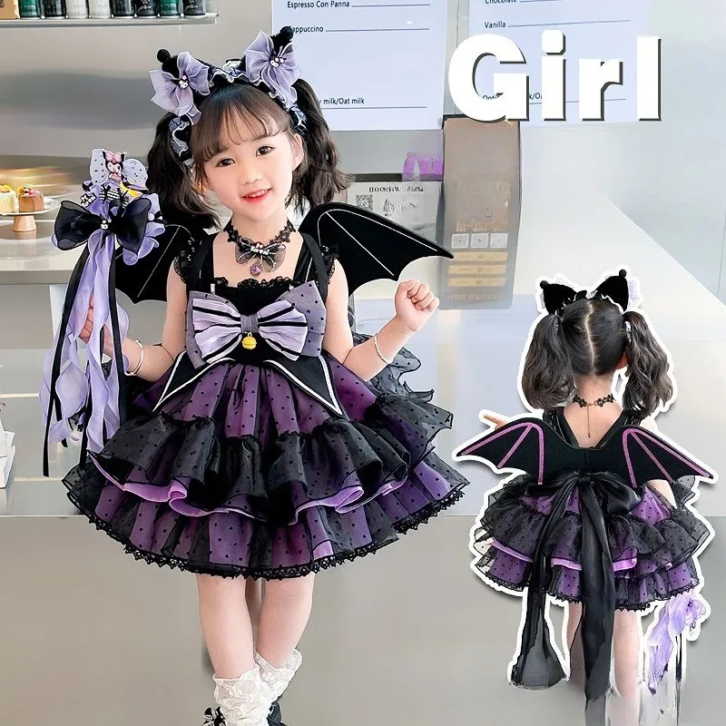 MINISO Kuromi Cosplay Children Purple Princess Dress Cute Stage Performance Costume with Accessories Full Set for Girls Kids
MINISO Kuromi Cosplay Children Purple Princess Dress Cute Stage Performance Costume with Accessories Full Set for Girls Kids