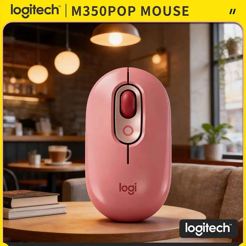 Logitech M350 POP Wireless Mouse 77g Lightweight Auto Sleep Power Save Quiet Click for Library Café Travel Office