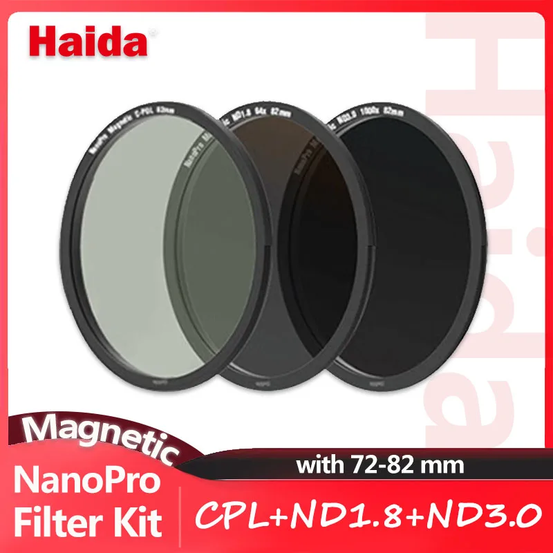 Набор Магнитных фильтров Haida NanoPro с фильтрами CPL ND1.8 ND3.0 для объектива камеры 72/77/82 мм
Набор Магнитных фильтров Haida NanoPro с фильтрами CPL ND1.8 ND3.0 для объектива камеры 72/77/82 мм
