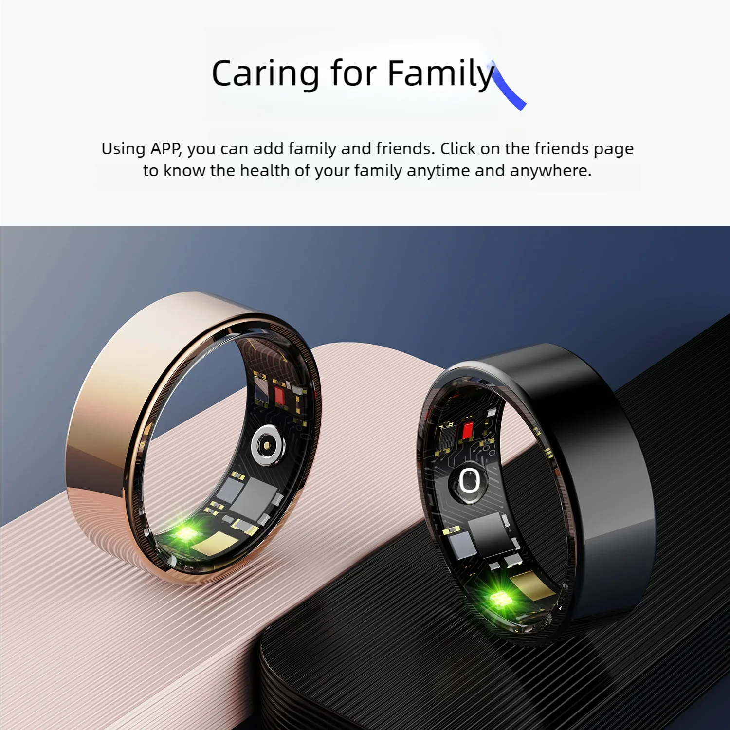 R11M heart rate sleep blood oxygen monitoring add friends remote care exercise step counting photo smart ring
R11M heart rate sleep blood oxygen monitoring add friends remote care exercise step counting photo smart ring
