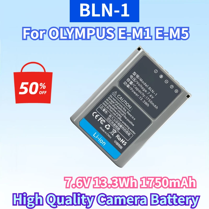 BLN-1 7.6V 13.3Wh 1750mAh Li-ion Rechargeable Battery for OLYMPUS E-M1 E-M5 E-M5 Mark Ⅱ E-P5 PEN-F High Quality Camera Battery
BLN-1 7.6V 13.3Wh 1750mAh Li-ion Rechargeable Battery for OLYMPUS E-M1 E-M5 E-M5 Mark Ⅱ E-P5 PEN-F High Quality Camera Battery