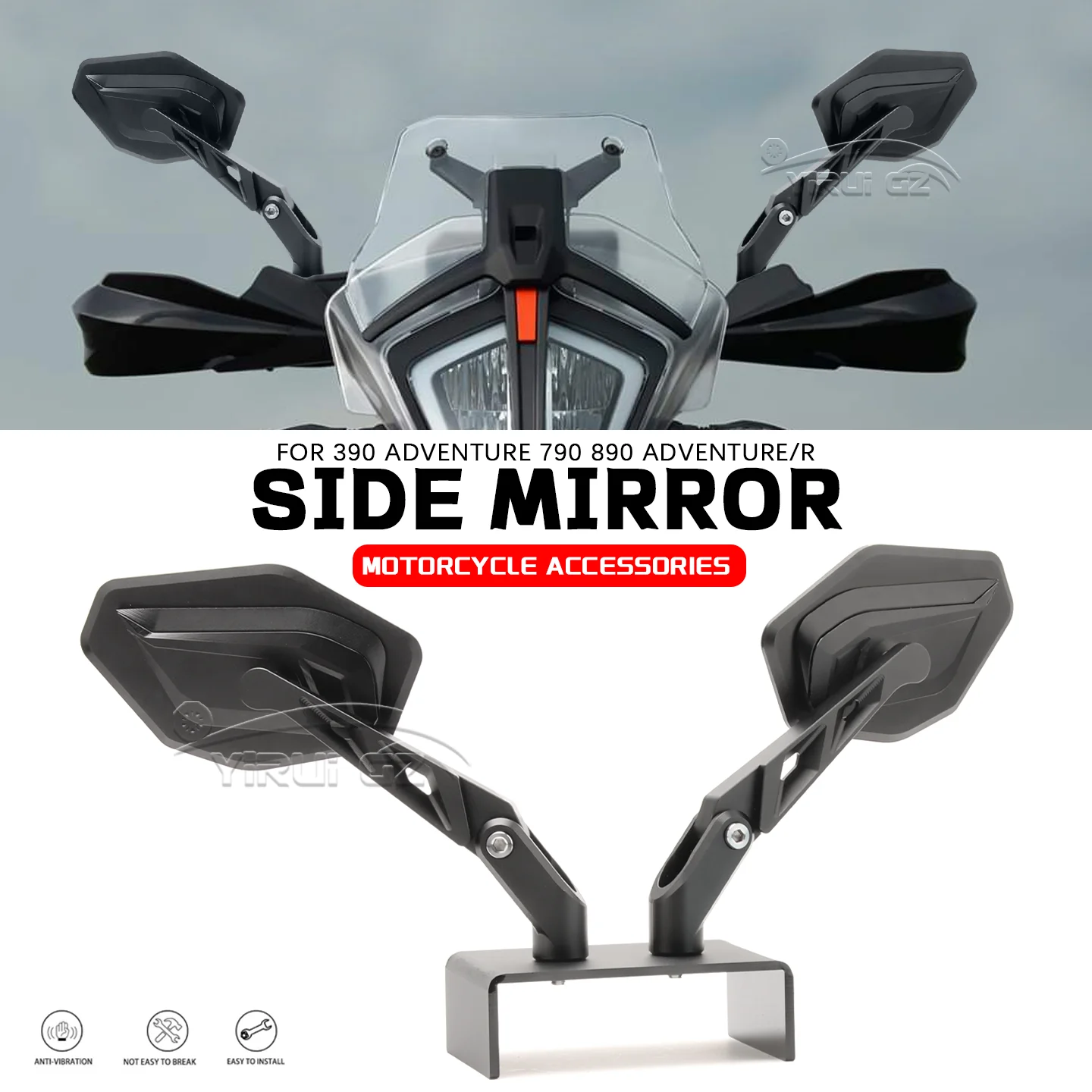 New CNC Aluminum Foldable Rearview Mirror Adjustable Side Mirror Motorcycle Accessories For 390 Adventure 790 890 Adventure / R
New CNC Aluminum Foldable Rearview Mirror Adjustable Side Mirror Motorcycle Accessories For 390 Adventure 790 890 Adventure / R