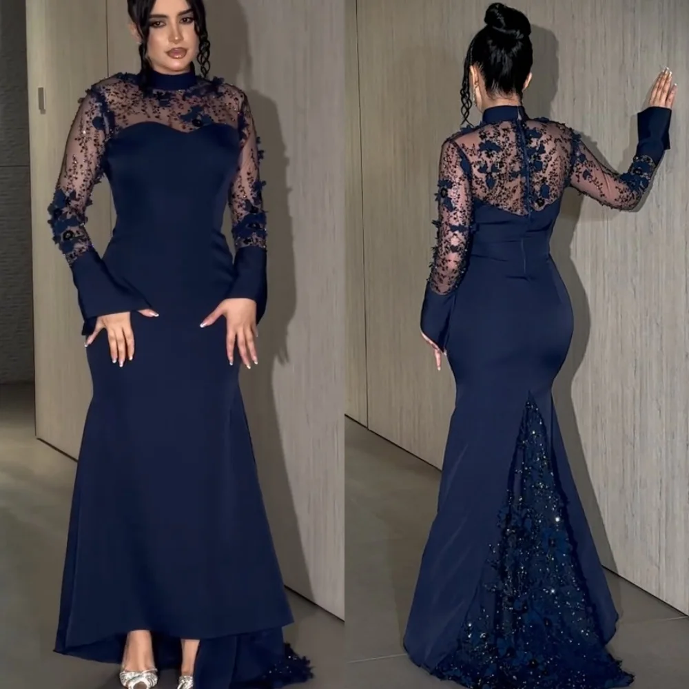 Customized Exquisite Elegant Jersey Pleat Flower Sequined Mermaid High Collar Long Dresses Bespoke Occasion Dresses High Quality
Customized Exquisite Elegant Jersey Pleat Flower Sequined Mermaid High Collar Long Dresses Bespoke Occasion Dresses High Quality