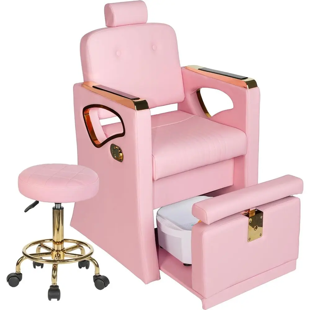 Professional Reclining Pedicure Chair with Sliding Foot Bath, Adjustable Legrest, Rolling Stool, Ideal for Beauty Spa Salons, Pi
Professional Reclining Pedicure Chair with Sliding Foot Bath, Adjustable Legrest, Rolling Stool, Ideal for Beauty Spa Salons, Pi