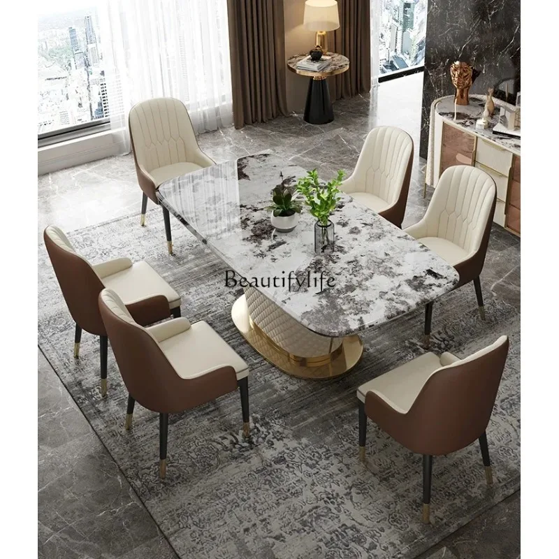 LD33High-End Marble Dining-Table Rectangular Modern Simple and Light Luxury Dining Tables and Chairs Set
LD33High-End Marble Dining-Table Rectangular Modern Simple and Light Luxury Dining Tables and Chairs Set