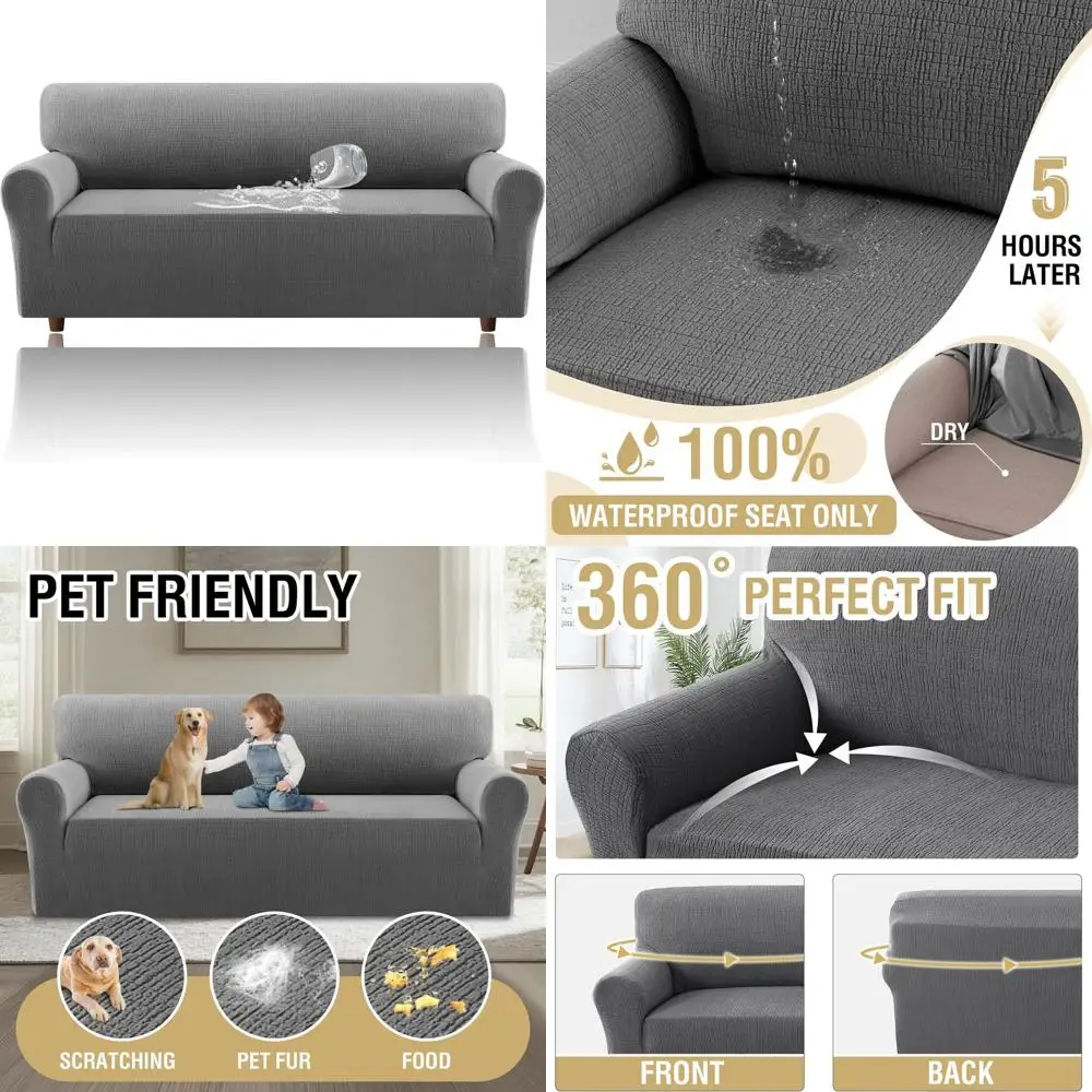 Waterproof Jacquard Sofa Cover with Stretch Elastic Bottom for XL Sofas - Grey, Ideal for Kids and Pets
Waterproof Jacquard Sofa Cover with Stretch Elastic Bottom for XL Sofas - Grey, Ideal for Kids and Pets