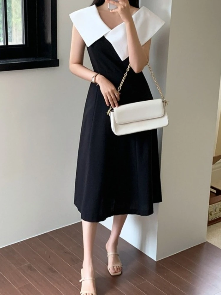 Fashion Elegant White Lapel Neck Dresses Summer Irregular Slim Waist Dres for Women 2025 New Sleeveless Vestidos De Mujer
Fashion Elegant White Lapel Neck Dresses Summer Irregular Slim Waist Dres for Women 2025 New Sleeveless Vestidos De Mujer