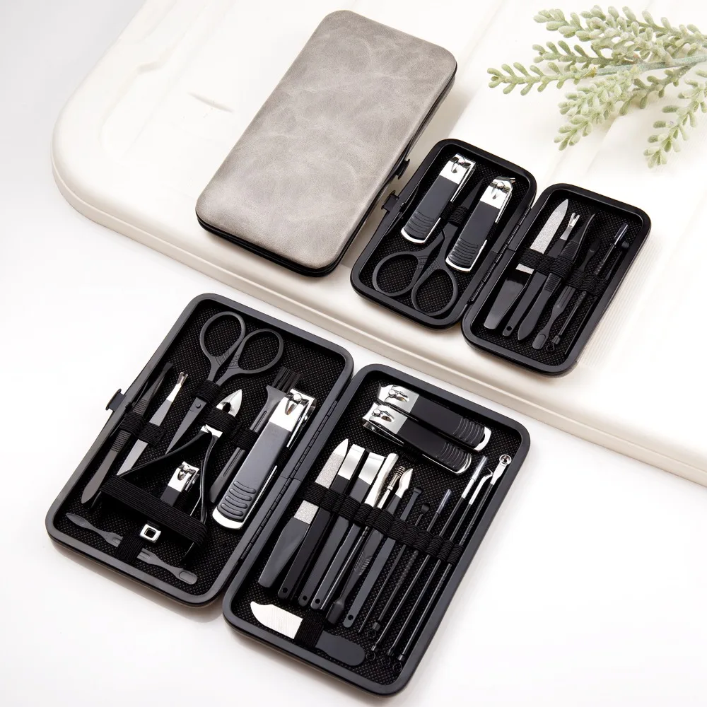 13/24pcs Anti-slip Design Stainless Steel Nail Clipper Set Sharp with PU Case Manicure Set Black Nail Trimming Set Adults
13/24pcs Anti-slip Design Stainless Steel Nail Clipper Set Sharp with PU Case Manicure Set Black Nail Trimming Set Adults