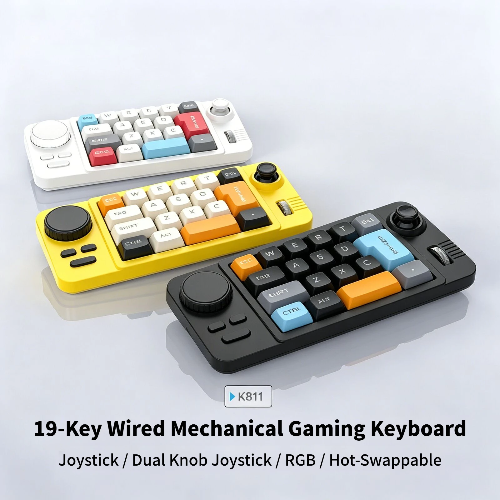 K811 19 Keys Wired Mechanical Gaming Keyboard, Hot Swappable RGB Backlit Mini Keypad with Dual Knob Joystick Macro Programming
K811 19 Keys Wired Mechanical Gaming Keyboard, Hot Swappable RGB Backlit Mini Keypad with Dual Knob Joystick Macro Programming