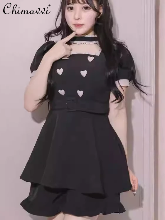 Japanese Sweet Love Button Choke Contrasting Color Short-sleeved Dress Top and Culottes Set Kawaii Lolita Y2k 2-piece Set
Japanese Sweet Love Button Choke Contrasting Color Short-sleeved Dress Top and Culottes Set Kawaii Lolita Y2k 2-piece Set