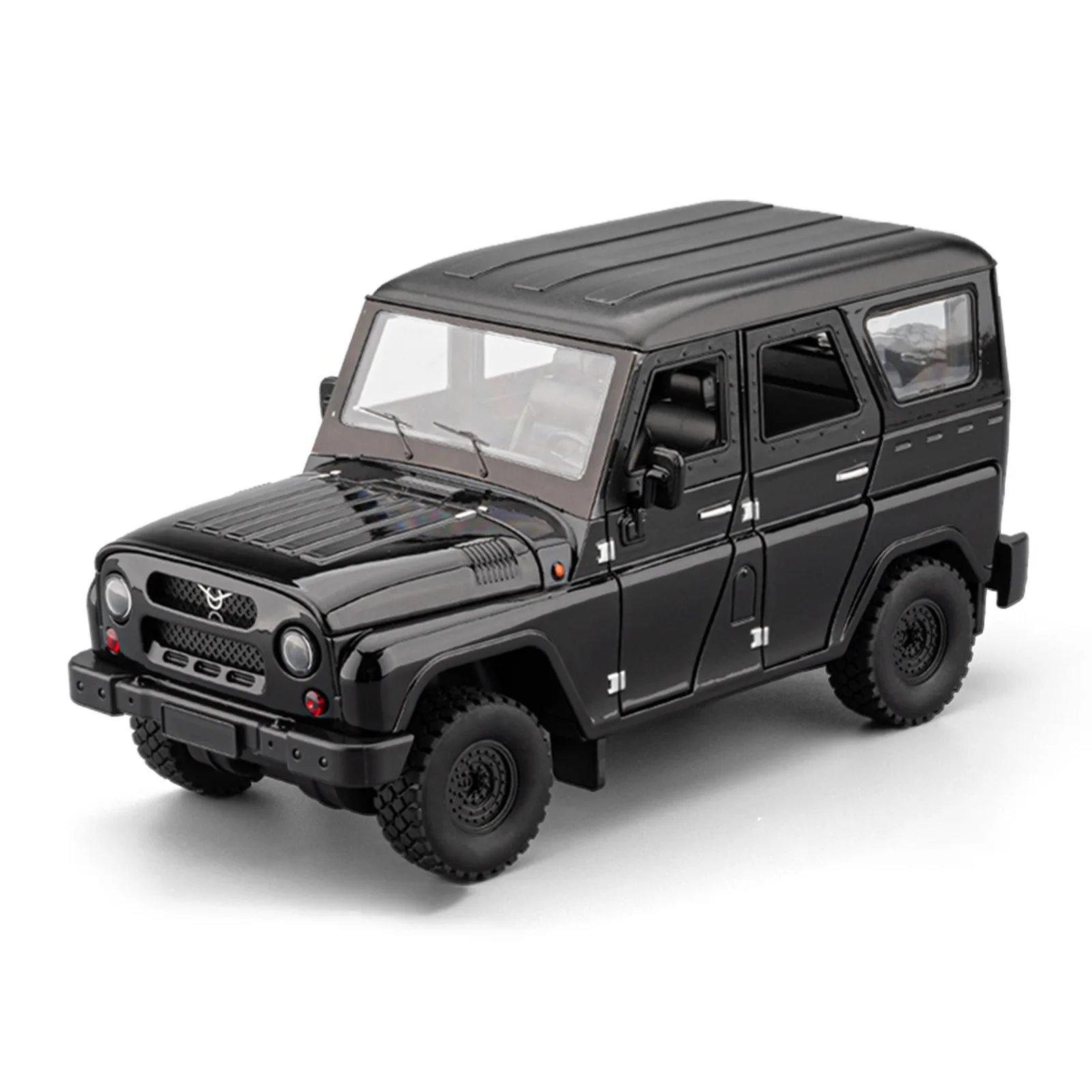 1:18 Russian Vaz Hunter alloy off-road vehicle model sound and light pull back simulation car ornament children's toys
1:18 Russian Vaz Hunter alloy off-road vehicle model sound and light pull back simulation car ornament children's toys
