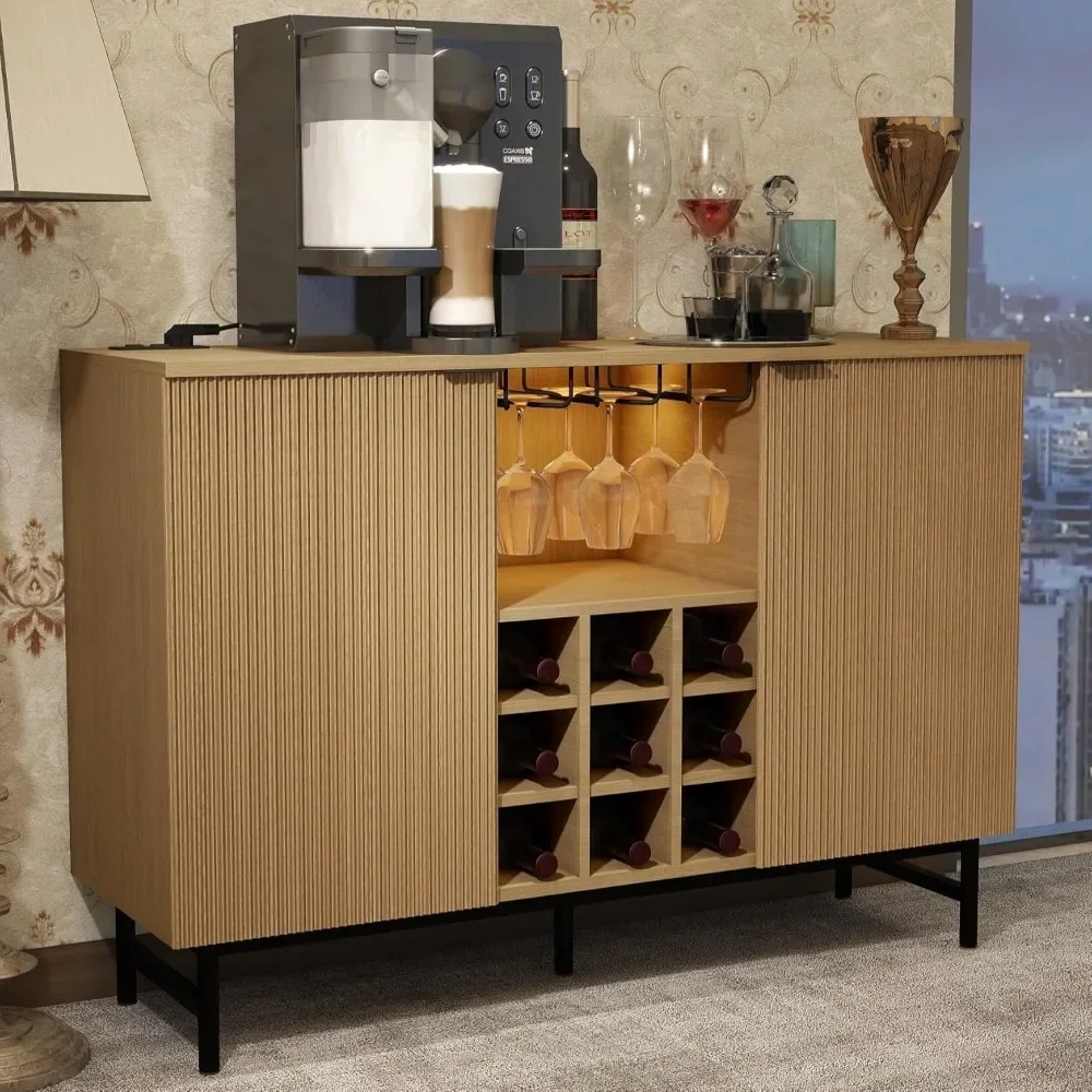 Wine Bar Cabinet with Power Outlets and Led Lights, Fluted Liquor Cabinet Coffee Bar Cabinet for Home
Wine Bar Cabinet with Power Outlets and Led Lights, Fluted Liquor Cabinet Coffee Bar Cabinet for Home