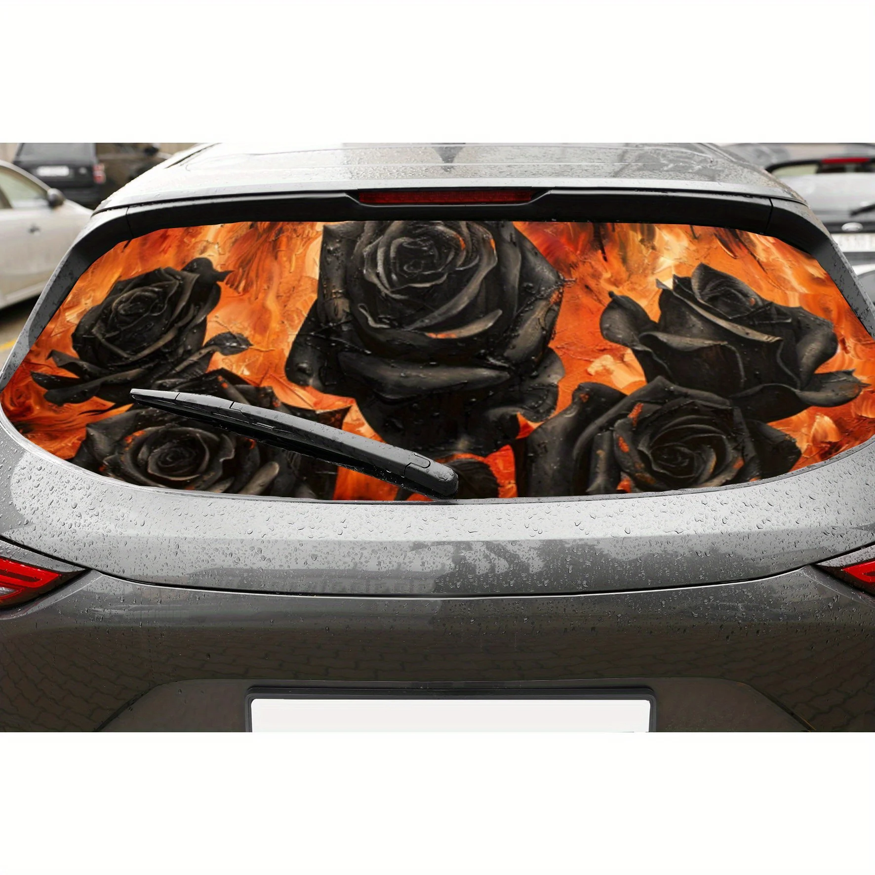 Black Roses with Flame PVC Perforated Car Vinyl Wraps, Privacy Enhancing Design for Rear Window, Car Rear Windshield Sticker for
Black Roses with Flame PVC Perforated Car Vinyl Wraps, Privacy Enhancing Design for Rear Window, Car Rear Windshield Sticker for