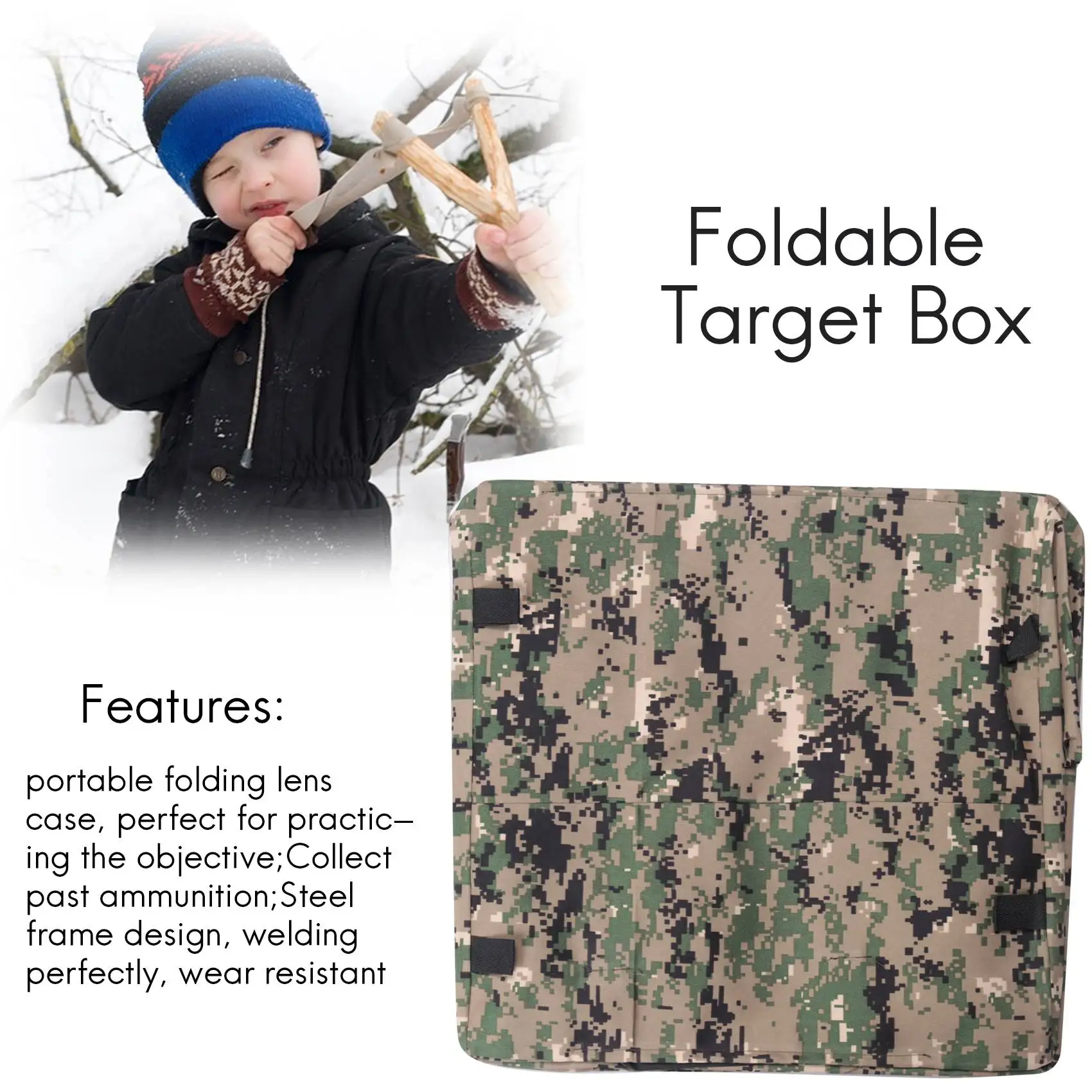 B06C-Foldable Target Box Aim Practice Tool Sling Shot Ammo Recycle Archery Target Case With Silicone Target Buffer Cloth
B06C-Foldable Target Box Aim Practice Tool Sling Shot Ammo Recycle Archery Target Case With Silicone Target Buffer Cloth