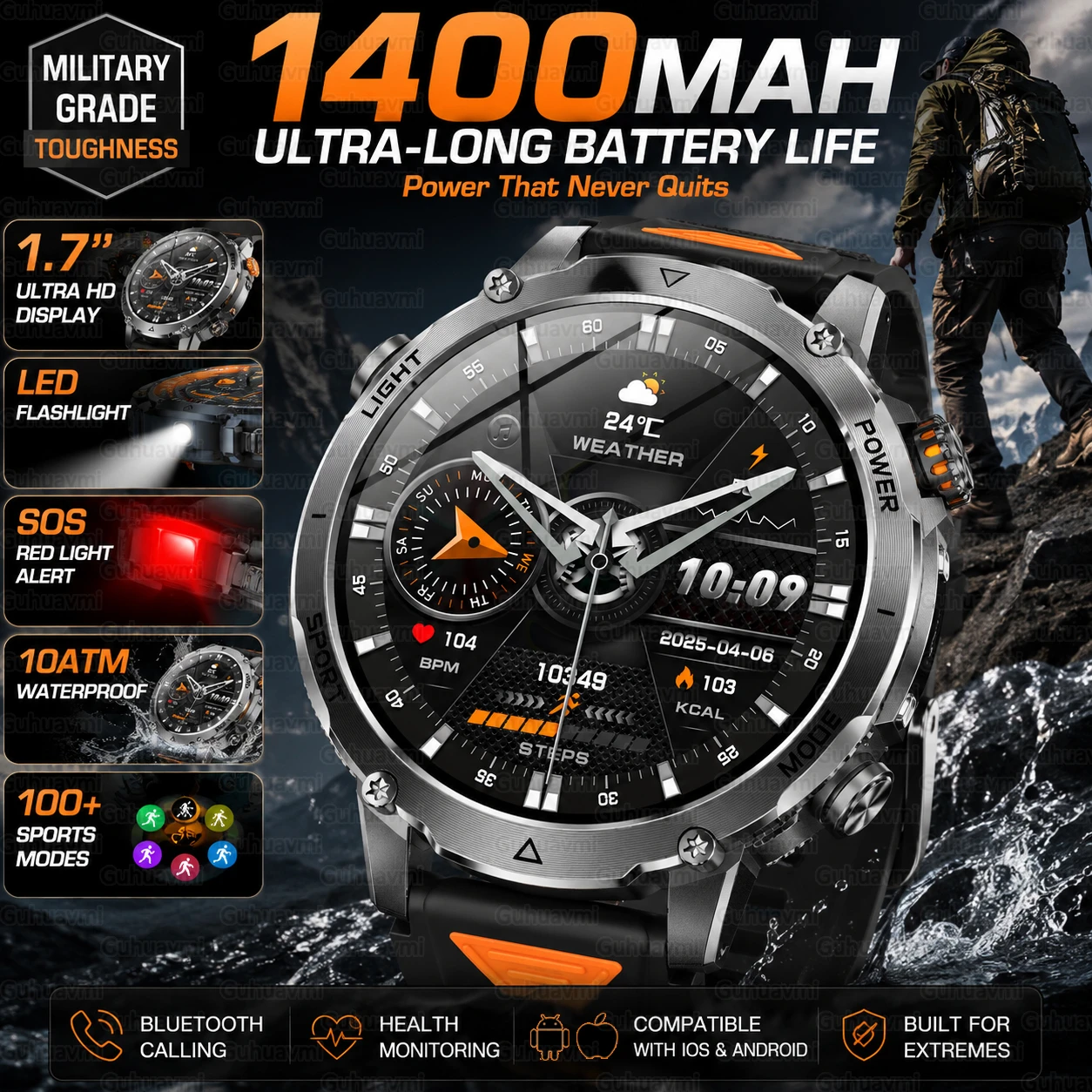 2026 TANK New 1400mAh Military GPS Smart Watch Men 1.7" AMOLED Screen 10ATM Waterproof Clock SOS Call Flashlight Smartwatch IOS
2026 TANK New 1400mAh Military GPS Smart Watch Men 1.7" AMOLED Screen 10ATM Waterproof Clock SOS Call Flashlight Smartwatch IOS
