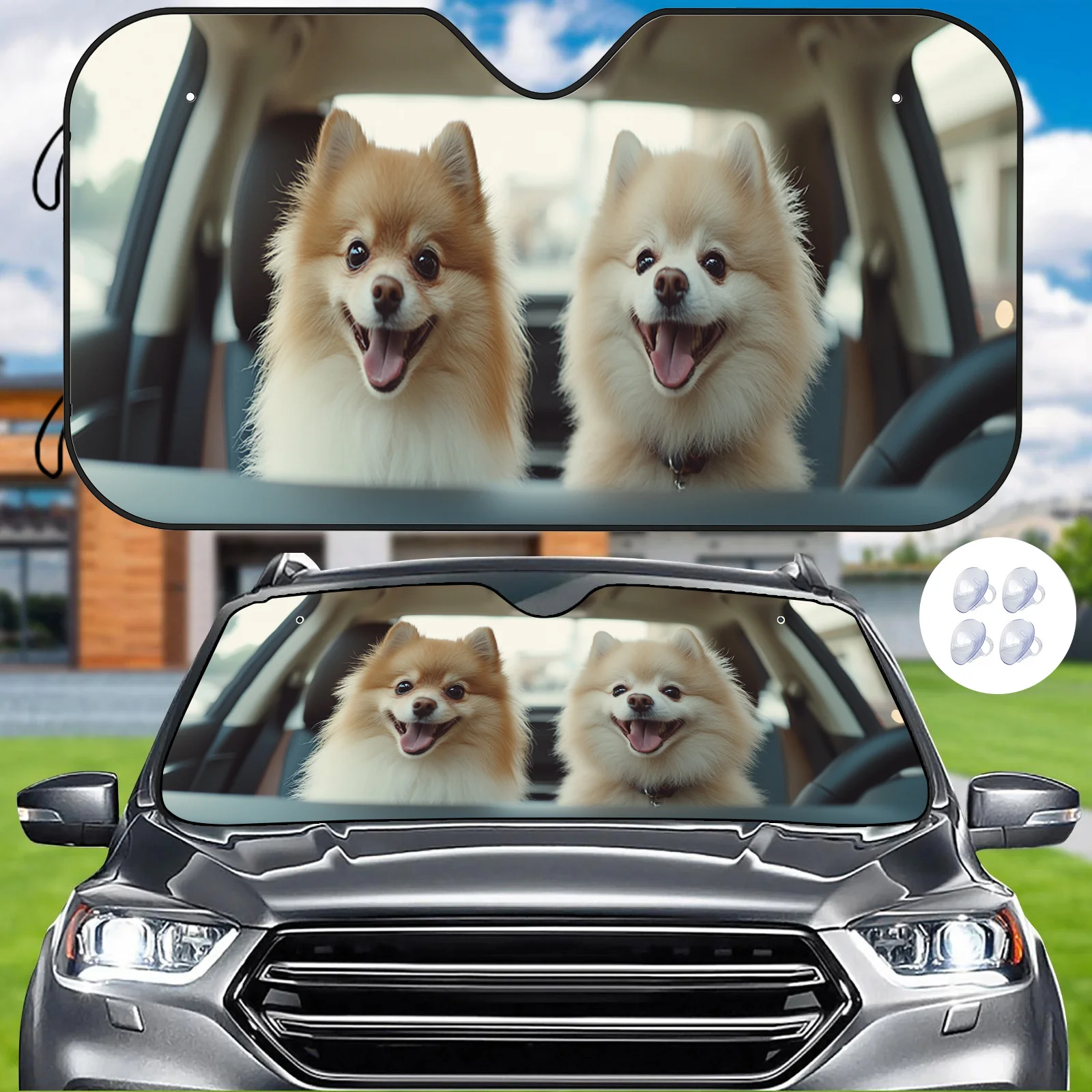 1pc Pomeranian Dog Car Sunshade - Insulating, Scratch-Resistant, Keeps Interior Cool & Stable, Ideal For Vehicle Rear Window, Pe
1pc Pomeranian Dog Car Sunshade - Insulating, Scratch-Resistant, Keeps Interior Cool & Stable, Ideal For Vehicle Rear Window, Pe
