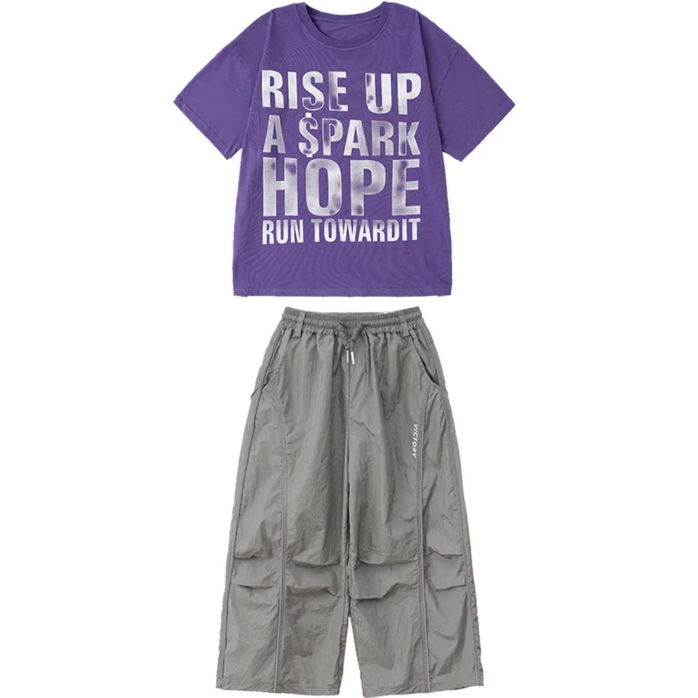 Boy Kpop Hip Hop Clothing White Letter Print T Shirt Top Gray Wide Leg Parachute Pants for Girl Kid Dance Wear Costume Clothes
Boy Kpop Hip Hop Clothing White Letter Print T Shirt Top Gray Wide Leg Parachute Pants for Girl Kid Dance Wear Costume Clothes