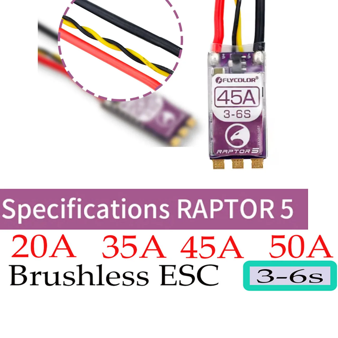 FLYCOLOR Raptor 5series ESC 20A 35A 45A 50A controller 3-6S Brushless electric adjustment BL-32 For For Multi-rotors drone
FLYCOLOR Raptor 5series ESC 20A 35A 45A 50A controller 3-6S Brushless electric adjustment BL-32 For For Multi-rotors drone