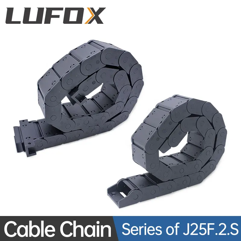 The high-quality nylon enclosed e-chain J25F.2.S opens on both sides of the 1m cable e-chain with a bend radius of 75,100
The high-quality nylon enclosed e-chain J25F.2.S opens on both sides of the 1m cable e-chain with a bend radius of 75,100